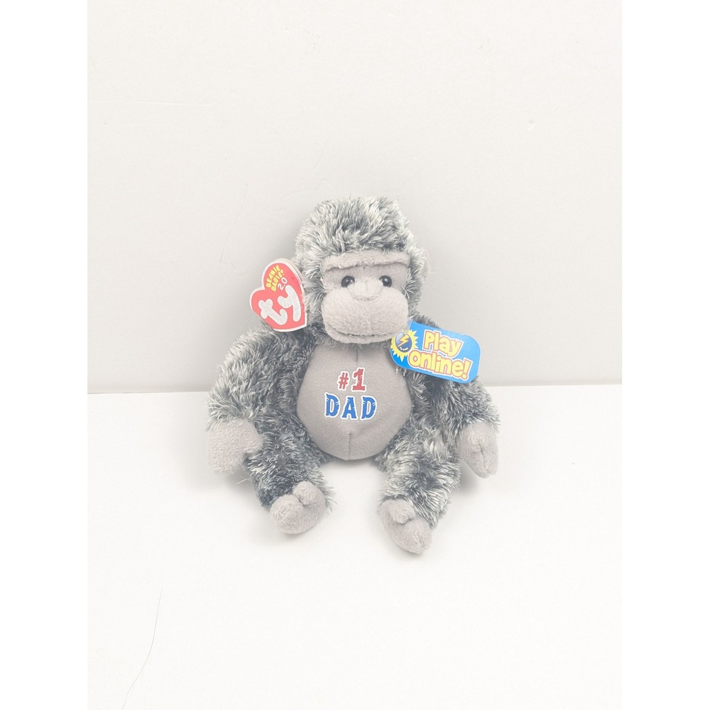 TY Beanie Babies 2.0 Pops Gorilla Plush #1 Dad Father's Day Toy Stuffed Animal